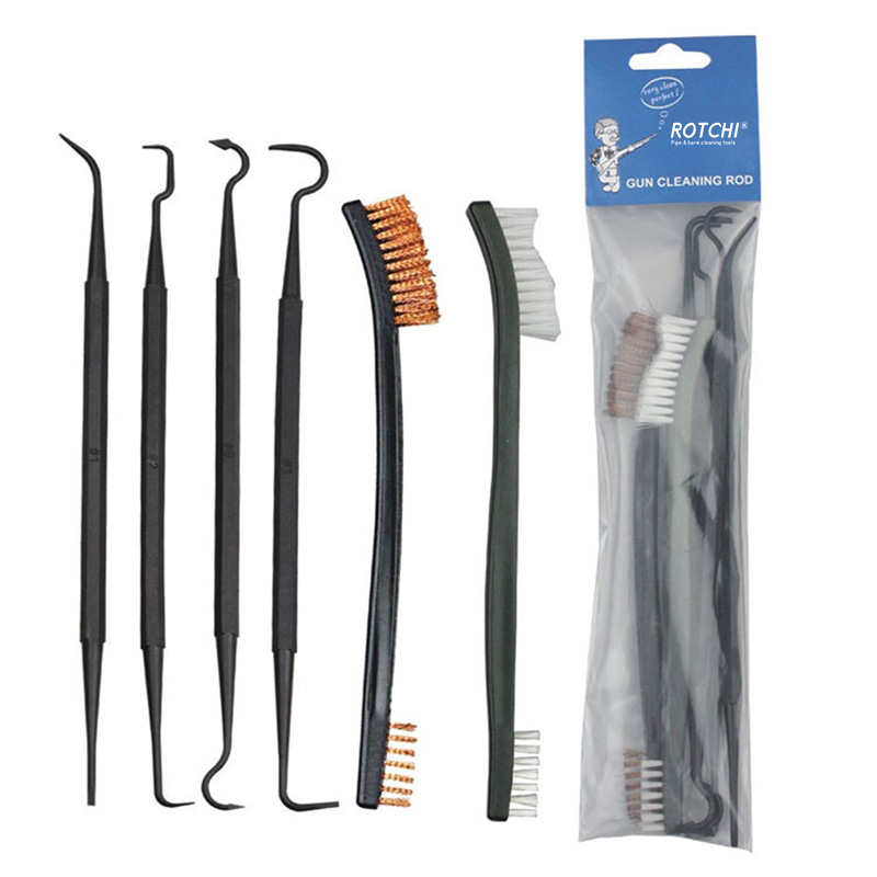 Set da 6 spazzole in plastica e plettri o ganci
