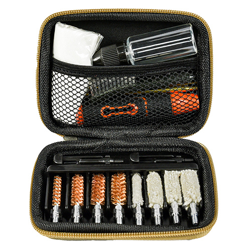 Il kit per la pulizia della pistola include 4 misure (.22, 9mm, .40, .45cal.).