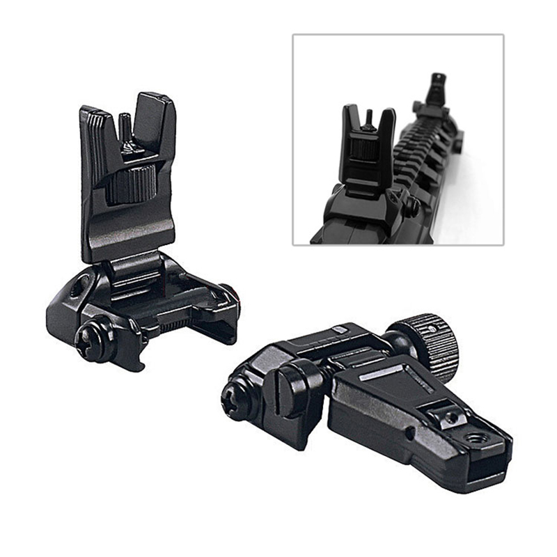 Metallo a basso profilo Offset Flip-up Transizione rapida Back Up Mirino posteriore Set di ferro Fucile tattico Ar15 Nero