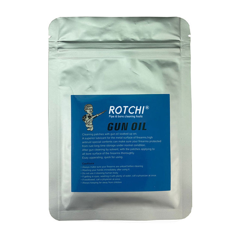 Toppe per la pulizia della pistola assorbite con olio imballate in Opp