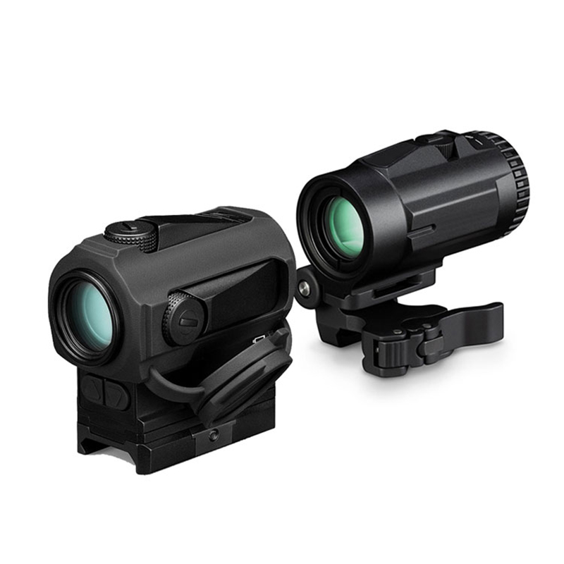 Mirino tattico 3X con lente d'ingrandimento Ottica Cannocchiale da caccia Mirino Red Dot Sight con supporto QD per fucile da 20 mm Rail
