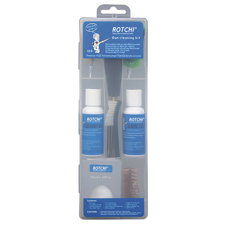 Kit di pulizia per pistola ad aria compressa con scatola trasparente con bottiglia di olio
